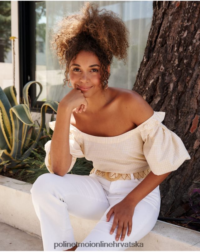 abullonada salvia bluza pistacija/limeta Polin et moi odjeća N2THPD168