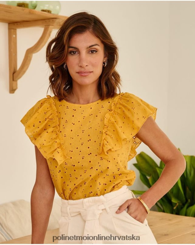 bluza naborana clea oker Polin et moi odjeća N2THPD213