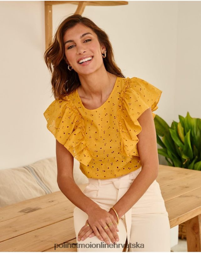 bluza naborana clea oker Polin et moi odjeća N2THPD213