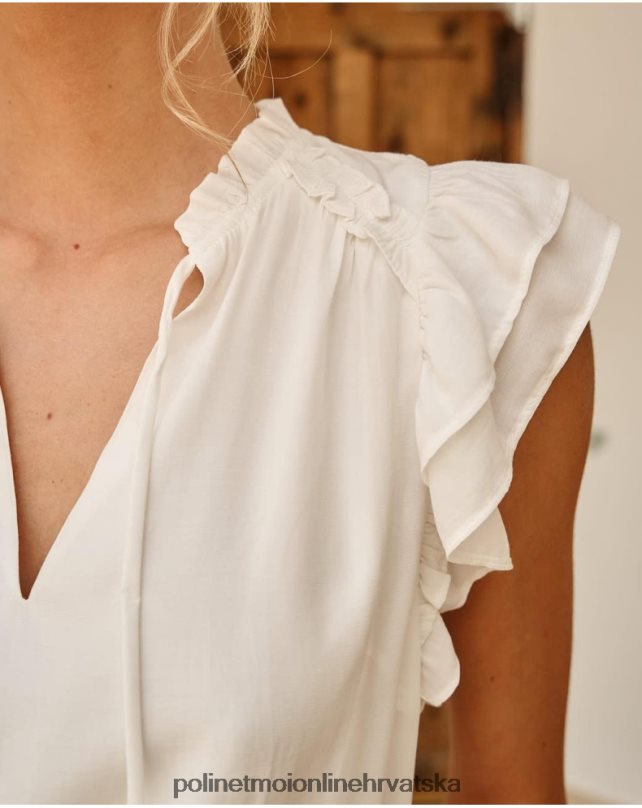 bluza naborana travanj bijela Polin et moi odjeća N2THPD173