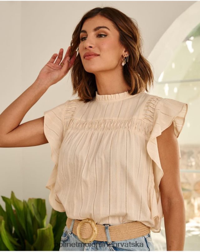 bluza volan saroa bež Polin et moi odjeća N2THPD162