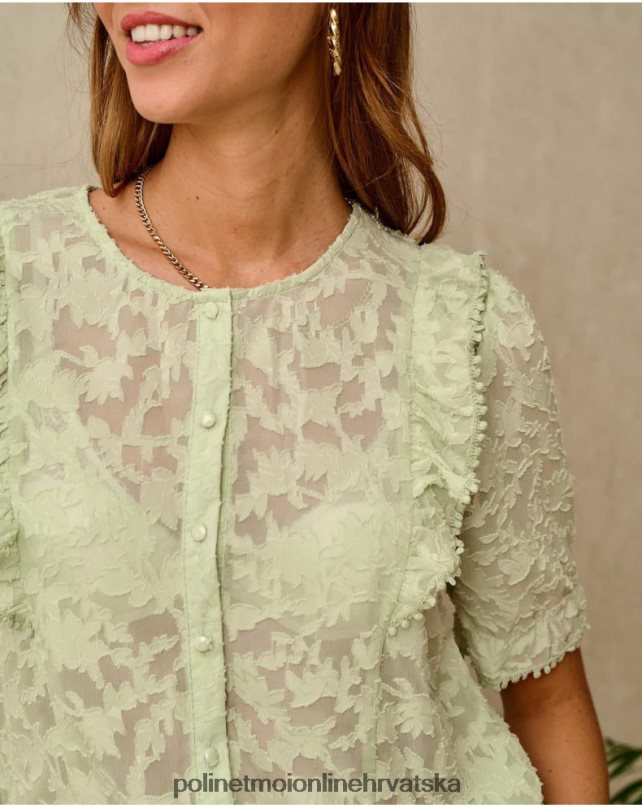 brokatna bluza Rosalie zelena jabuka/ menta Polin et moi odjeća N2THPD163