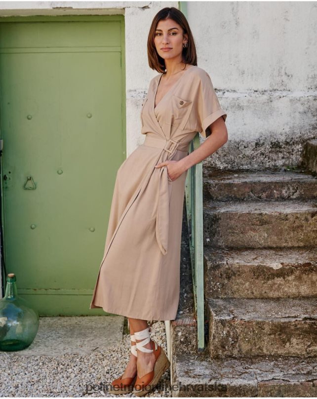 dixie crossover haljina bež Polin et moi odjeća N2THPD109