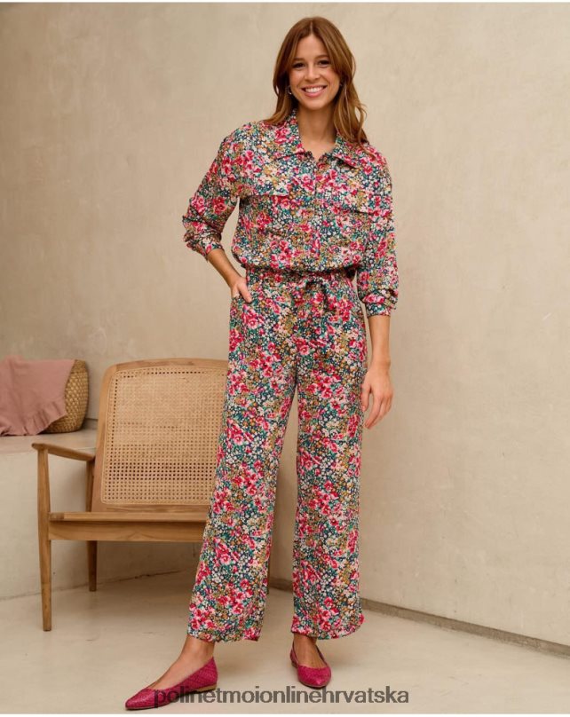 fanni hlače s mašnom smaragdno zeleno Polin et moi odjeća N2THPD331