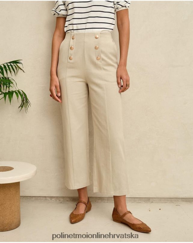 mrežaste hlače s gumbima bež Polin et moi odjeća N2THPD334