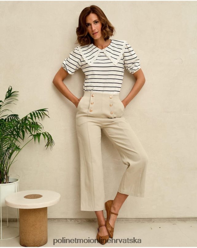 mrežaste hlače s gumbima bež Polin et moi odjeća N2THPD334